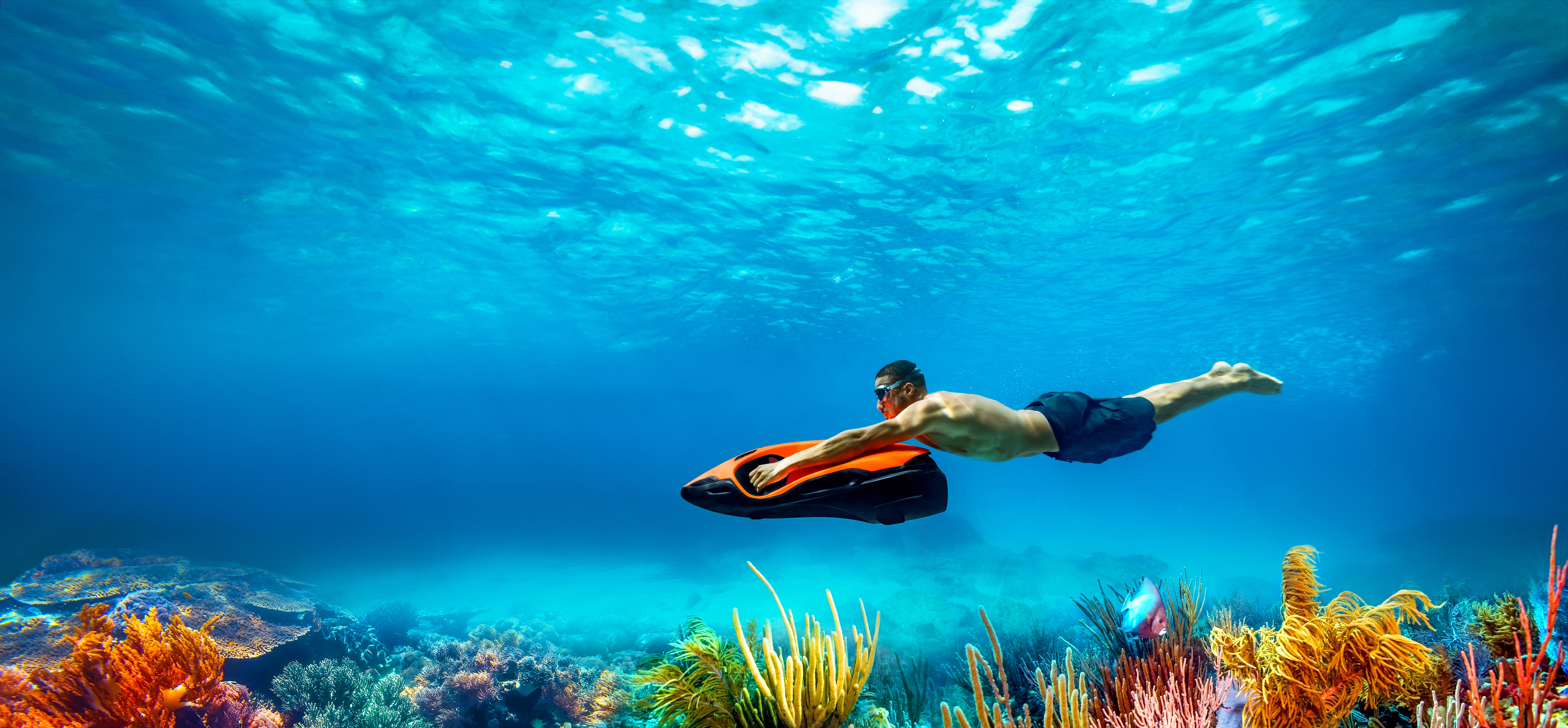 Underwater view of a SEABOB F9 dive