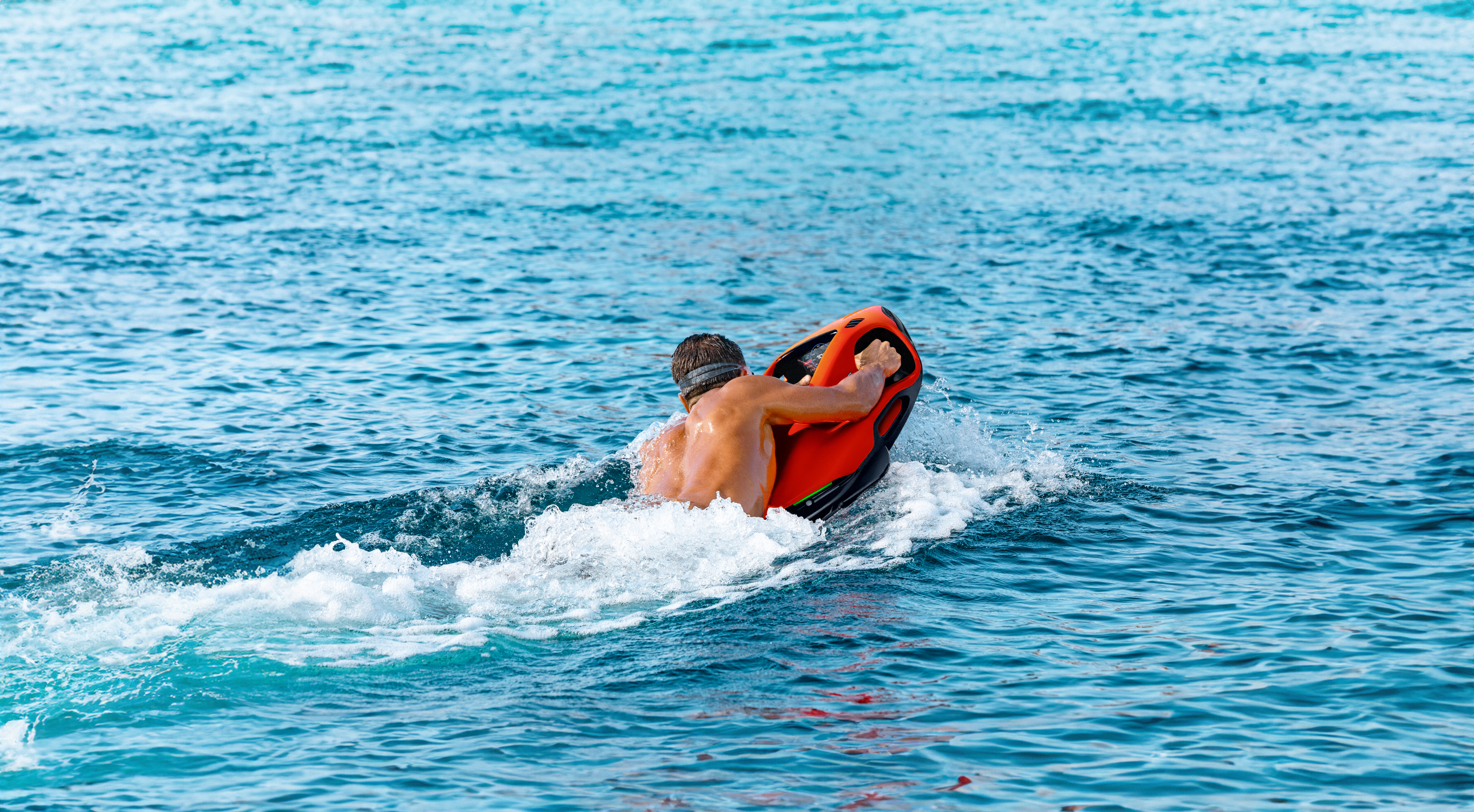 SEABOB F9 cutting across turquoise water