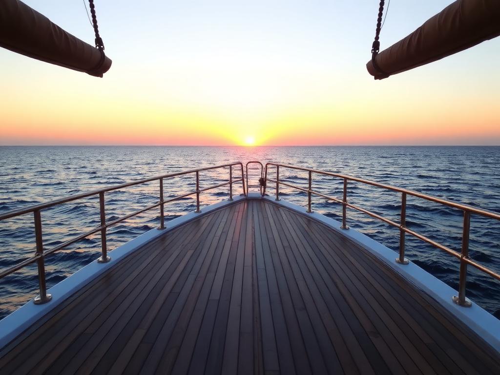 Yacht deck at sunset